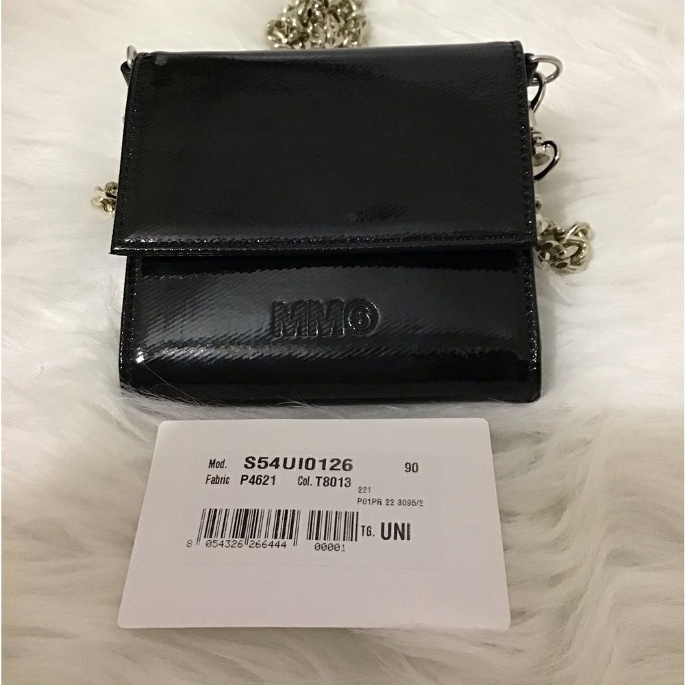 MM6 Maison Margiela Logo Black Folding Small Wallet On A Chain - Picture 7 of 16